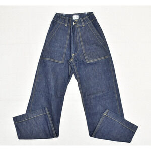 Esby Women's Jeans Wide Leg Zip High Waist Solid Cotton Blue Size 0 USA Made